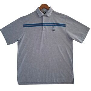FootJoy Polo Shirt Men's Large Gray Blue Striped Performance TPC SAWGRASS